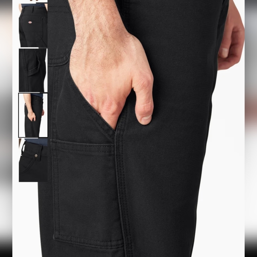 Dickie's Relaxed Fit Heavyweight Duck Carpenter Pants Rinsed Black 34x32 NWT - Picture 3 of 10